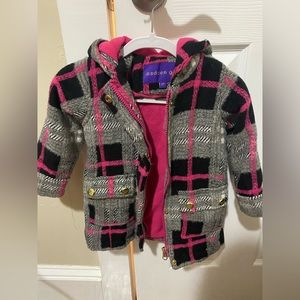 Black and pink plaid coat